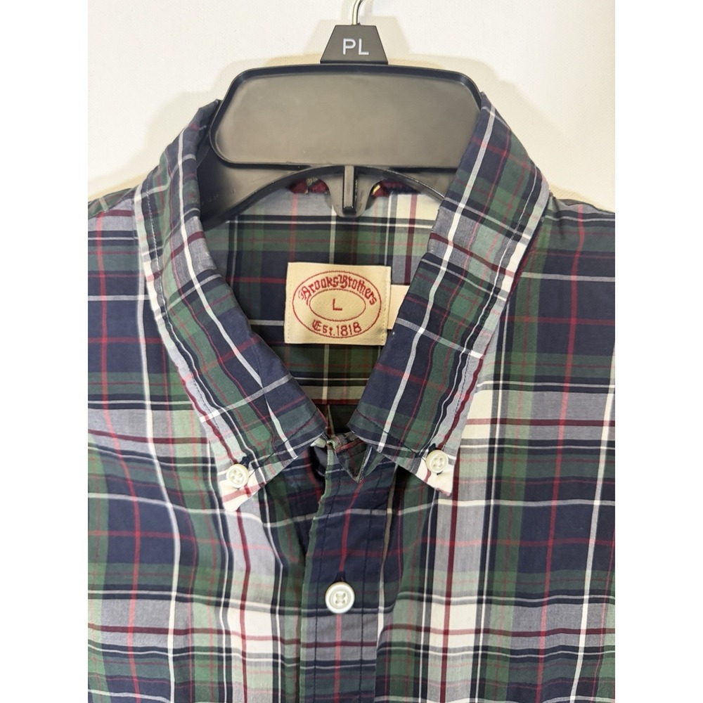 Mens Brooks Brothers Size Large Long Sleeve Button Up Dress Shirt Plaid - Picture 2 of 5